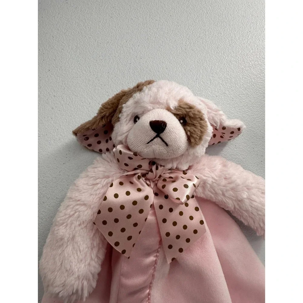 Bearington Baby Collection Pink Dog Security Blanket Lovey Wiggles Satin Girl‎